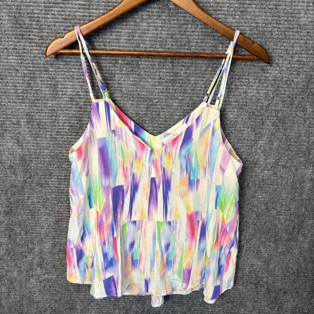 Amanda Uprichard 100% Silk Cami Tank Top Womens S Abstract Watercolor Multicolor